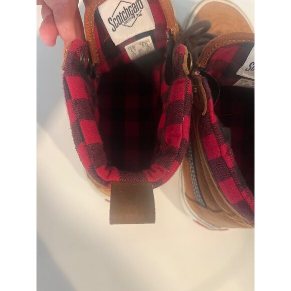 Vans Sk8-Hi Suede & Plaid High-Top Sneakers Brown/Red Size 6.5 M/Lace-Up Casual - Picture 9 of 10